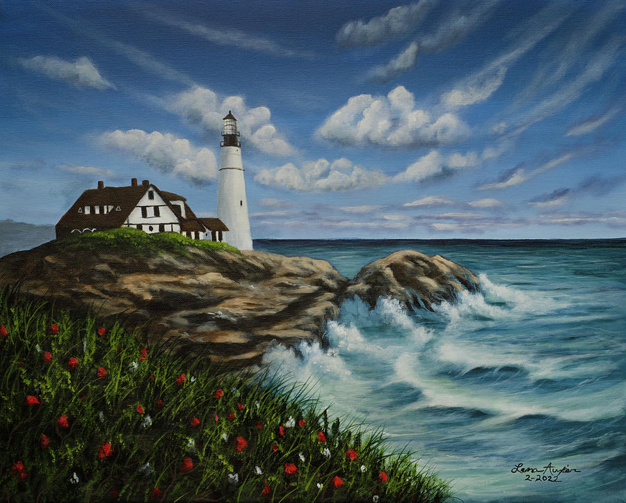 Portland Painting - Portland Head Lighthouse by Lena Auxier
