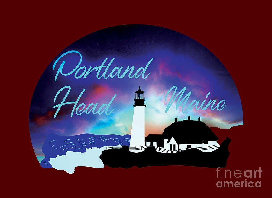 Portland Head Lighthouse, Maine, Souvenir, Gift, Digital Art by David Millenheft