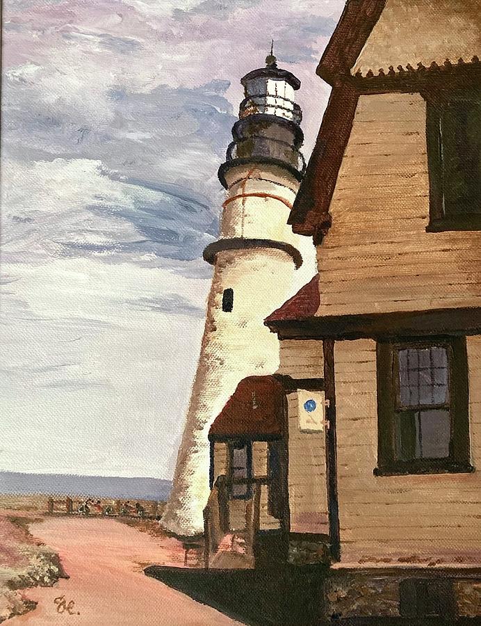 Portland headlight in sepia Painting by Sue Gandy Portland headlight in sepia Painting by Sue Gandy