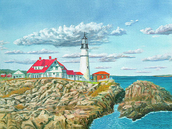 Portland Headlight Painting by Joseph Moynihan - Fine Art America