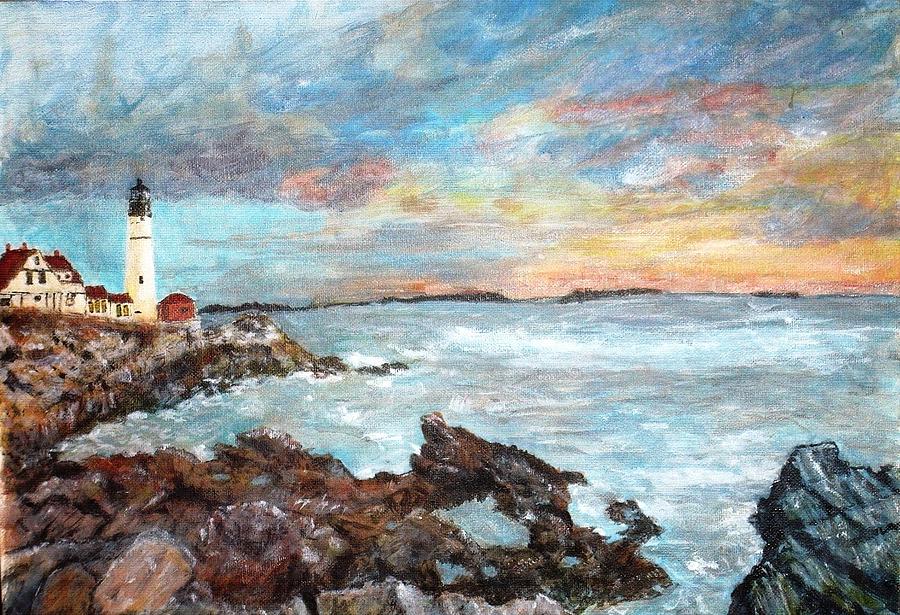 Portland Lighthouse #1 Painting by Diane Machado | Fine Art America