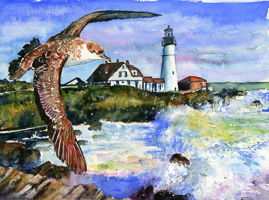 Portland Lighthouse Painting by John D Benson