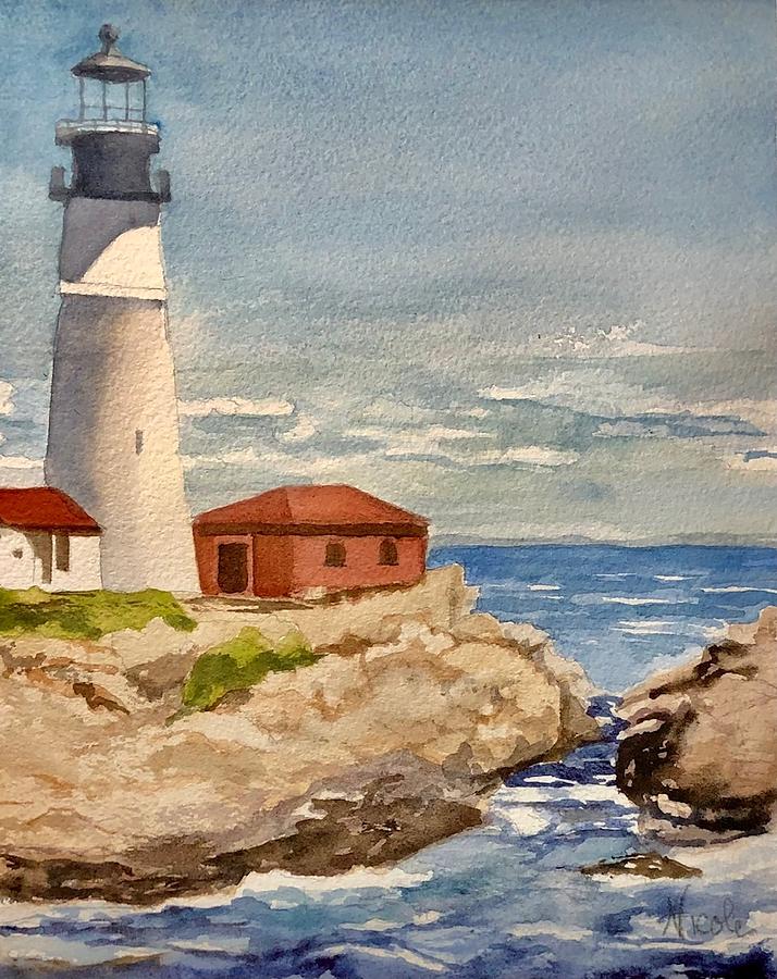 Portland Lighthouse Painting by Nicole Curreri