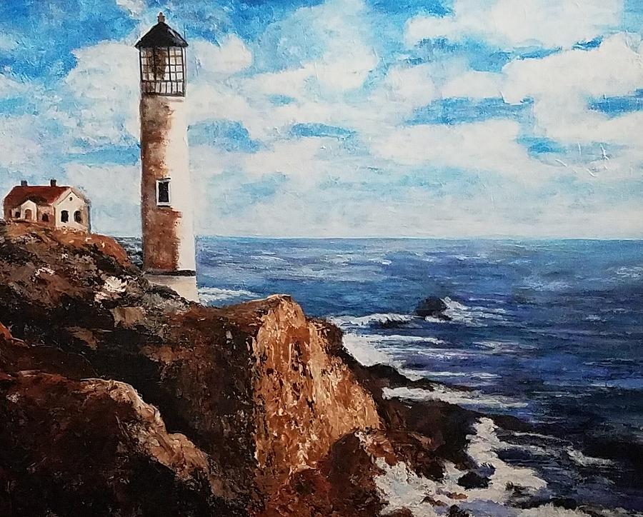 Portland, Maine Lighthouse Painting by Barbara Sallows Fine Art America