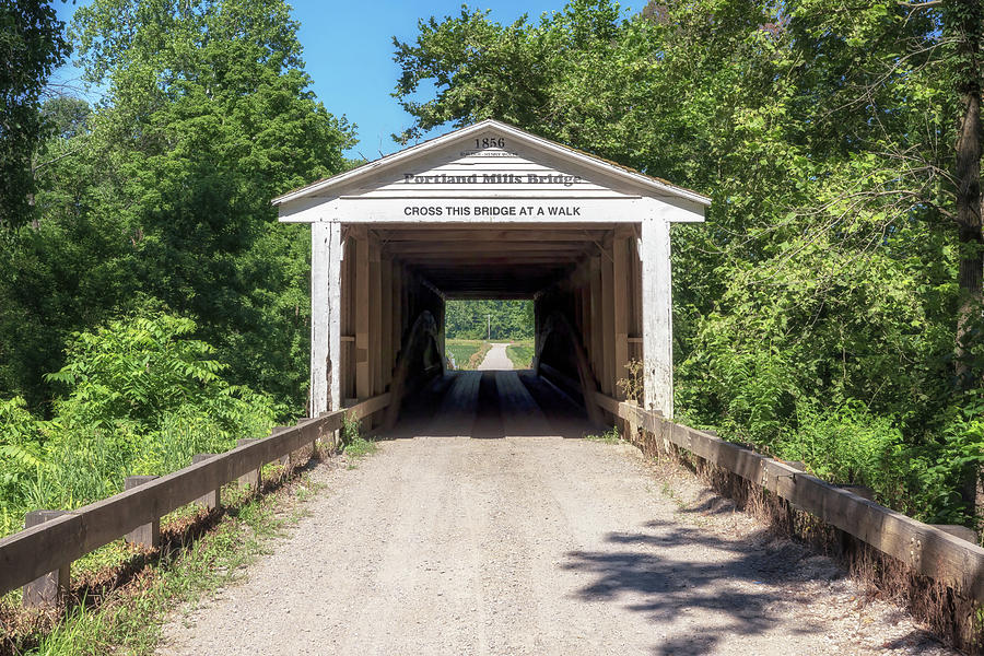 Portland Mills Covered Bridge - Parke County, Indiana Photograph by Susan Rissi Tregoning