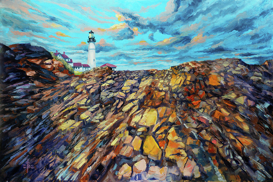Portland on the Rocks Painting by David Bader