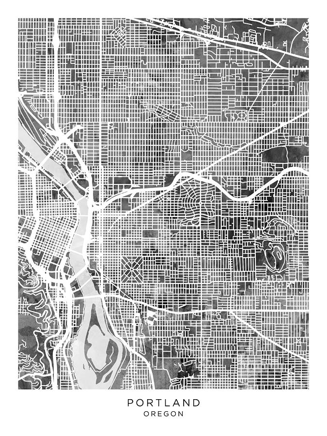 Portland Oregon City Map #14 Digital Art by Michael Tompsett