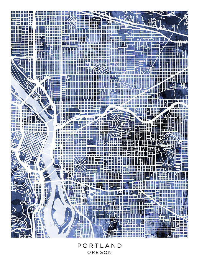 Portland Oregon City Map #15 Digital Art by Michael Tompsett