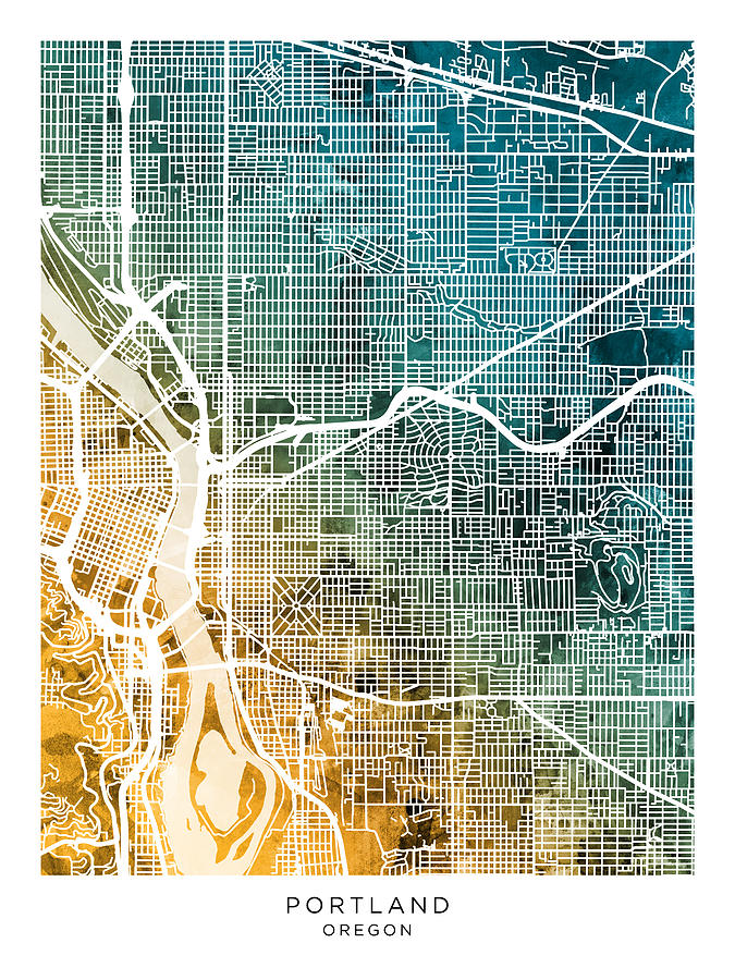 Portland Oregon City Map #16 Digital Art by Michael Tompsett