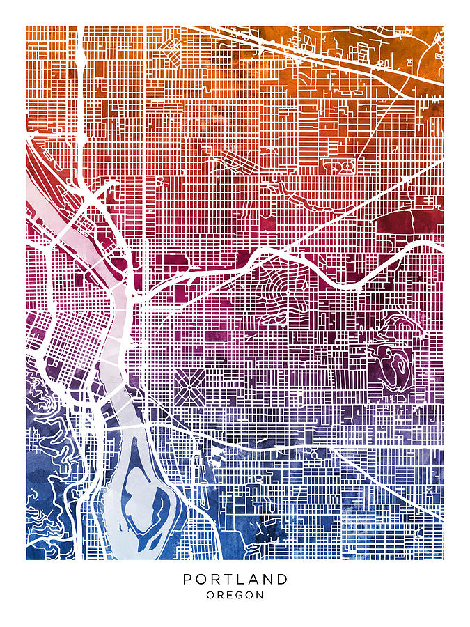 Portland Oregon City Map #17 Digital Art by Michael Tompsett