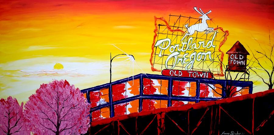 Portland Oregon Sign #00 Painting by James Dunbar