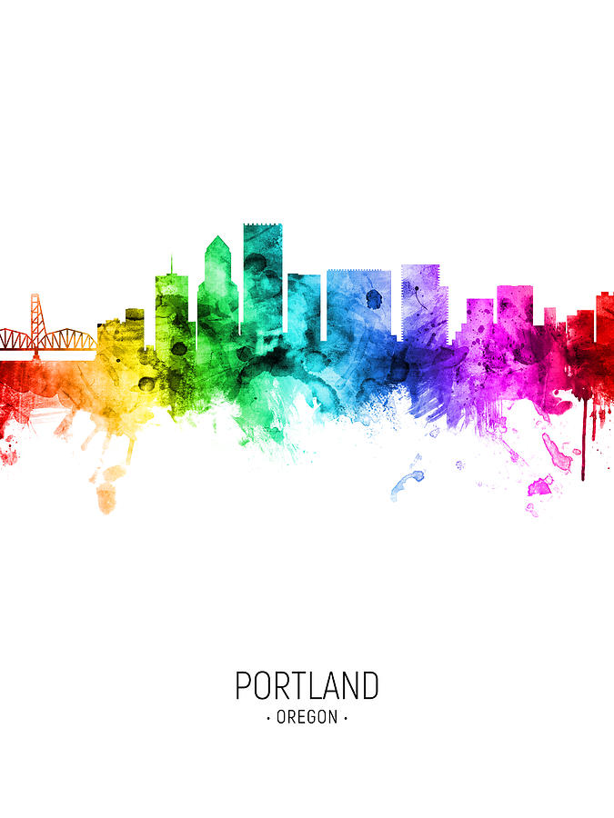 Portland Oregon Skyline #57 Digital Art by Michael Tompsett