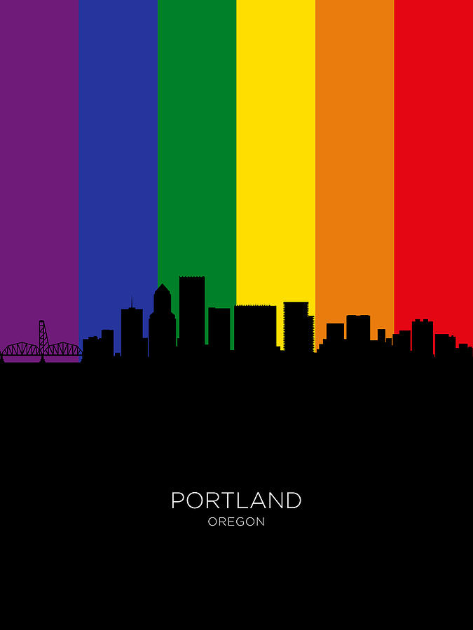 Portland Oregon Skyline #75 Digital Art by Michael Tompsett