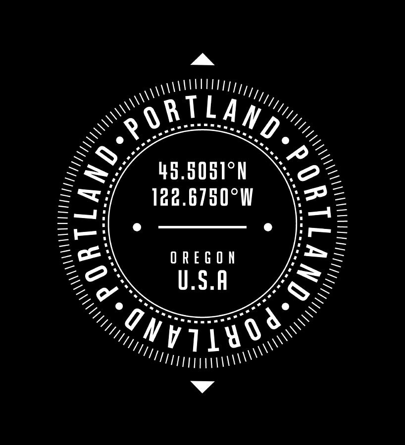 Portland, Oregon, USA - 2 - City Coordinates Typography Print - Classic, Minimal Digital Art by Studio Grafiikka