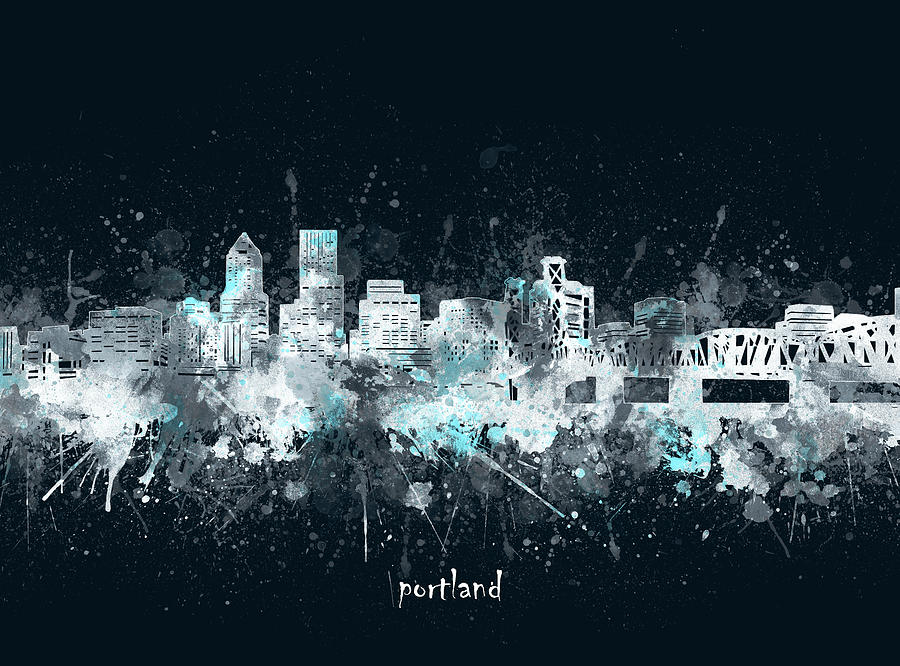 Portland Skyline Artistic V4 Digital Art