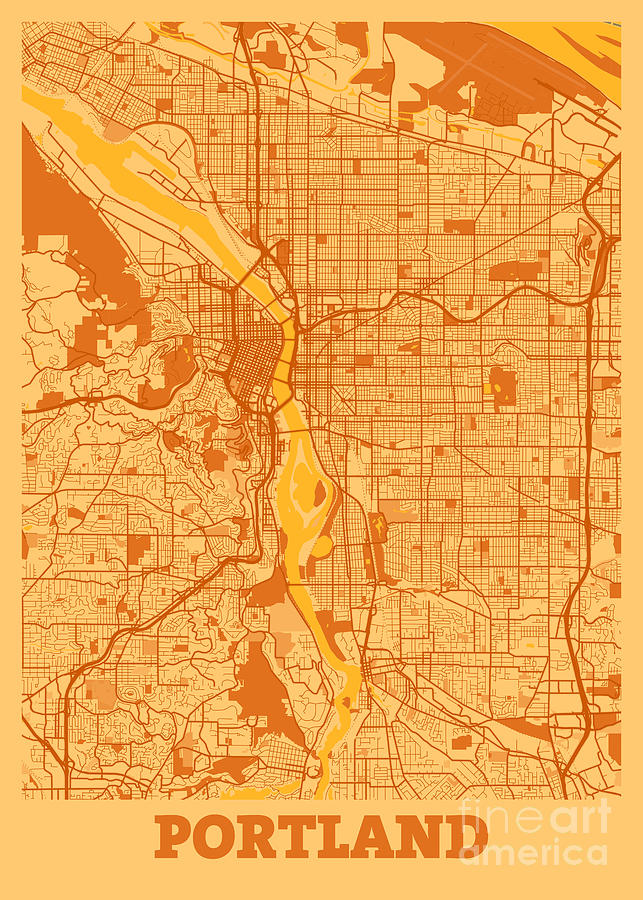 Portland United States Sunset City Map Digital Art By Tien Stencil Fine Art America 6477