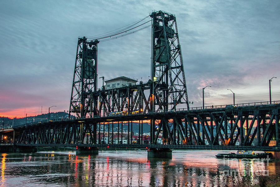 Portlands Steel Bridge Sunset In Hdr Photograph