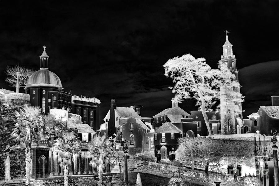 The Village Photograph - Portmeirion village 2, grayscale inverted by Paul Boizot
