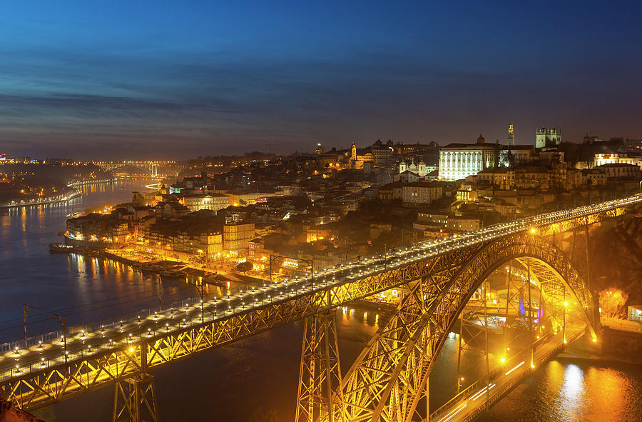 Porto old town and Dom Luis Bridge Photograph by Mikhail Kokhanchikov