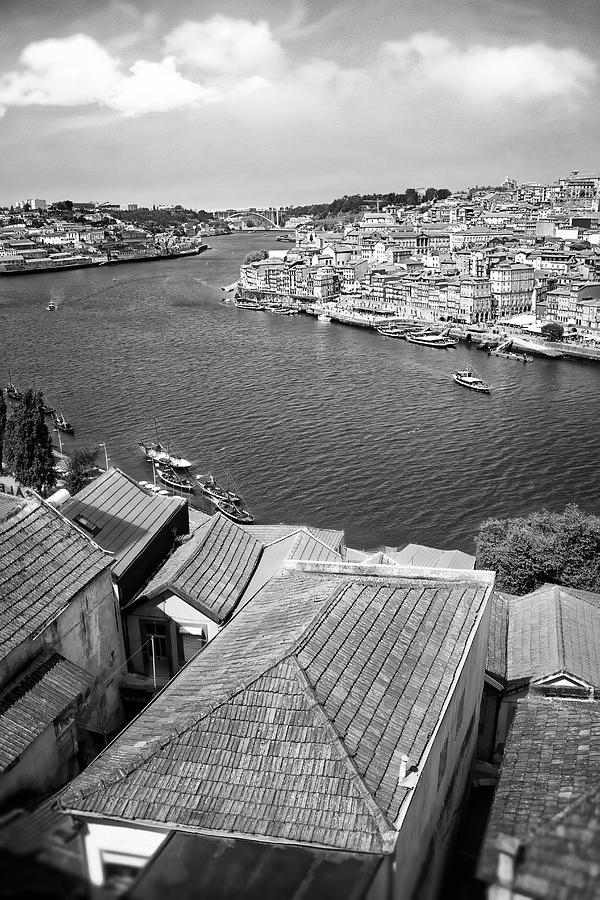 Porto Portugal Banks of The Douro Black and White Photograph by Carol Japp