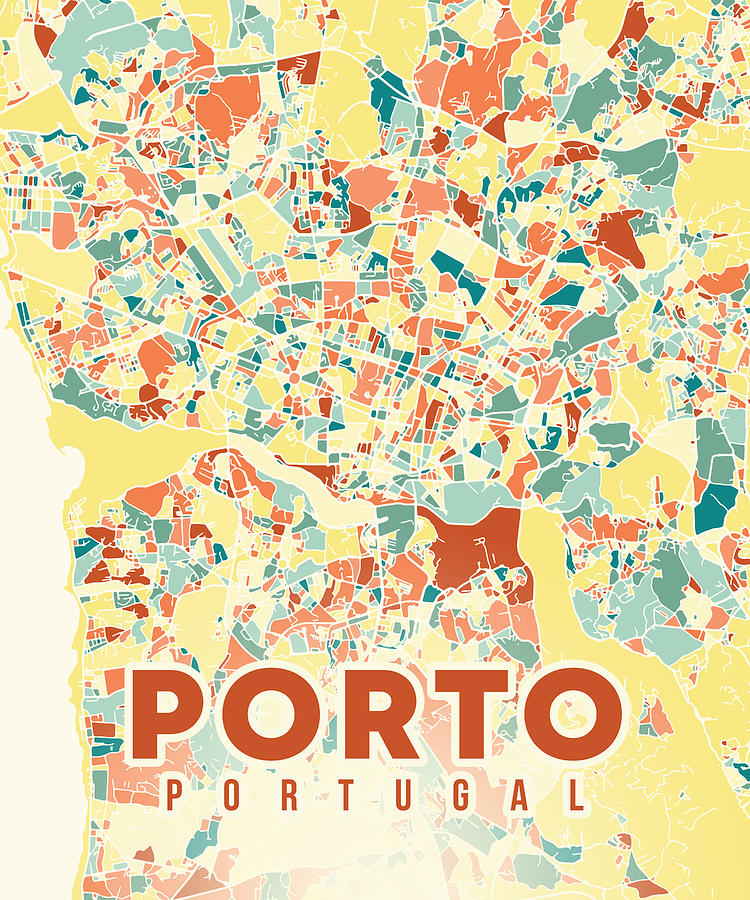 Porto Portugal Map Digital Art by Alexandru Chirila - Fine Art America