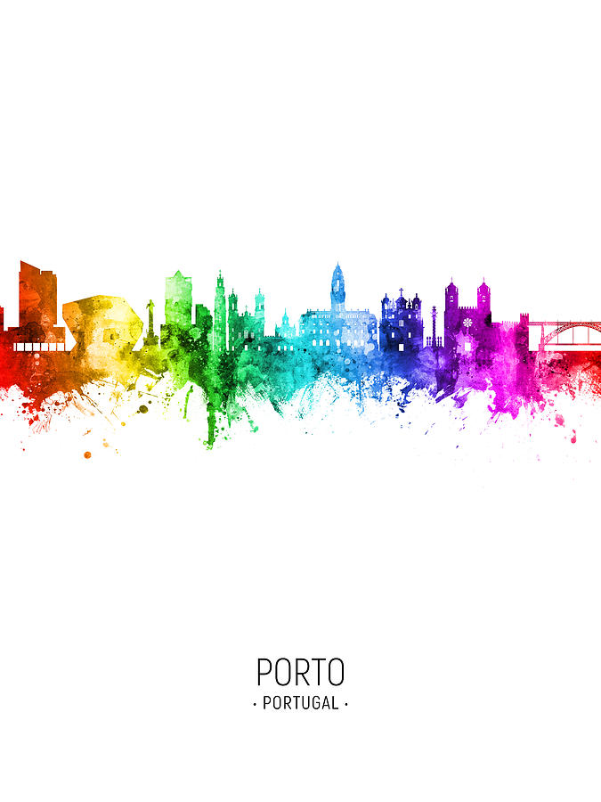 Skyline Digital Art - Porto Portugal Skyline #02 by Michael Tompsett