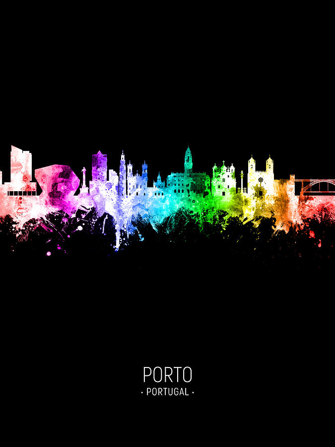 Skyline Digital Art - Porto Portugal Skyline #03 by Michael Tompsett