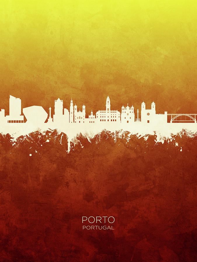 Skyline Digital Art - Porto Portugal Skyline #25 by Michael Tompsett