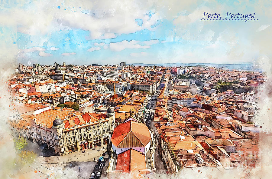 Porto sketch Digital Art by Ariadna De Raadt