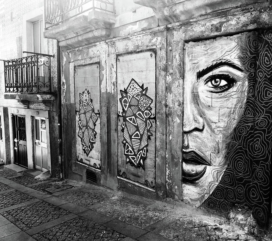 Porto Street Art in Black and White Photograph by Georgia Clare