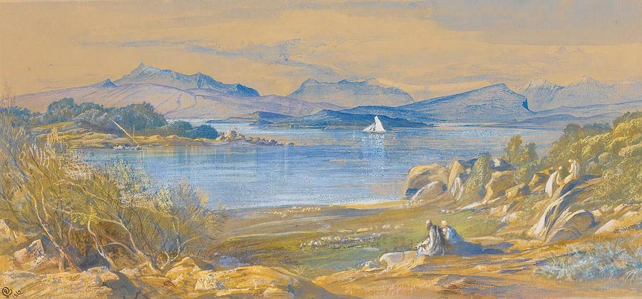 Edward Matthew Ward Drawing - Porto Tre Scoglie Albania  by Edward Lear English
