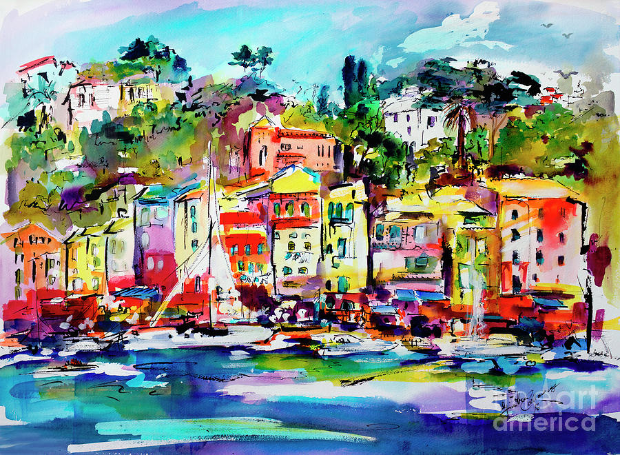Portofino Italian Riviera Painting by Ginette Callaway