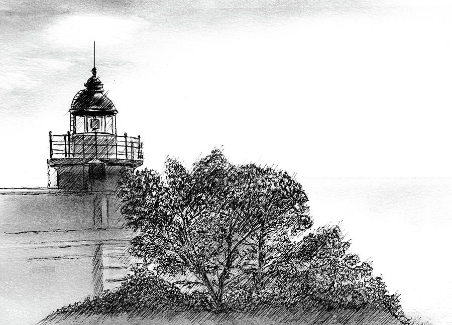 Portofino Lighthouse Drawing by Al Intindola