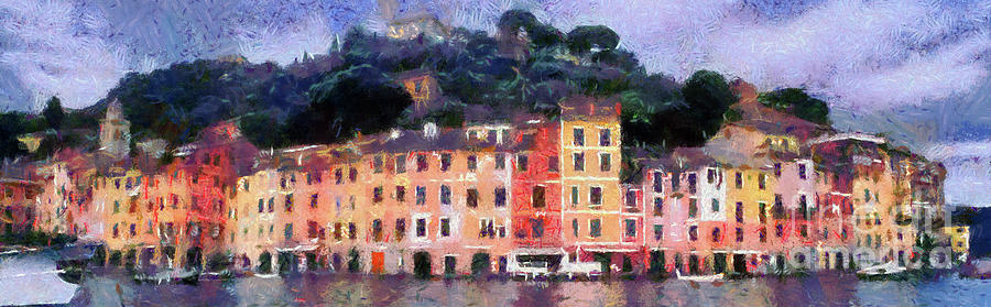 Portofino town Painting by George Atsametakis