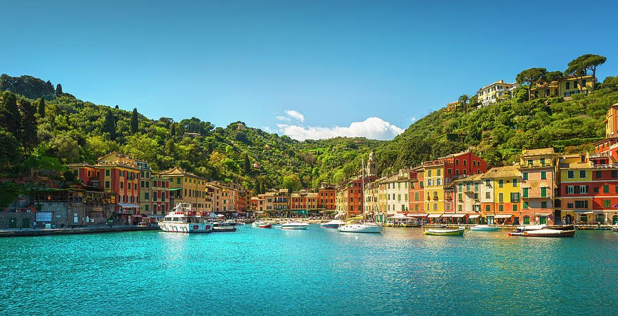 Portofino, village and marina. Liguria, Italy Photograph by Stefano Orazzini
