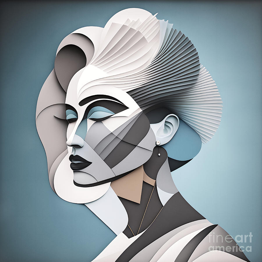 Portrait Abstract - Blue Grey 4 Digital Art by Philip Preston