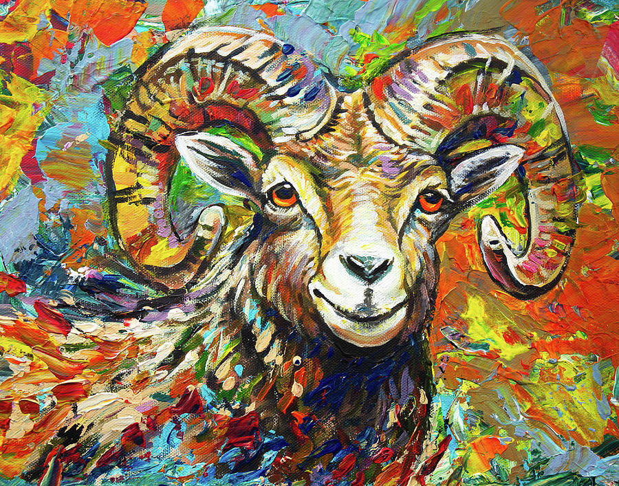 Portrait - Bighorn Sheep Painting by Aaron Spong