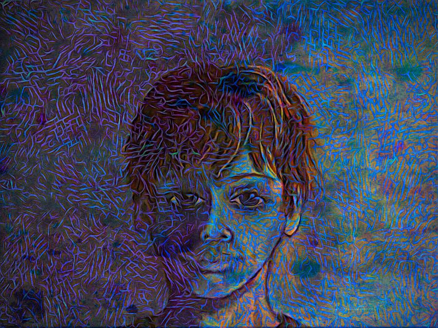 Portrait Boy With The Sad Eyes Drawing by Joan Stratton