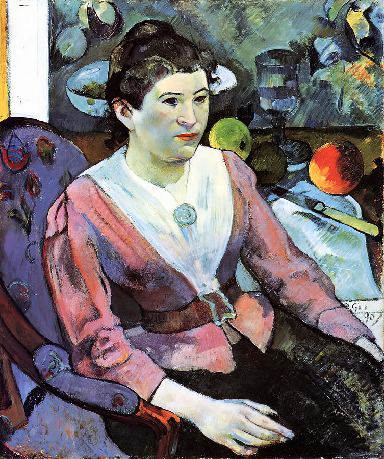Paul Gauguin Painting - Portrait de femme a la nature morte de Cezanne  by Great Historical Paintings