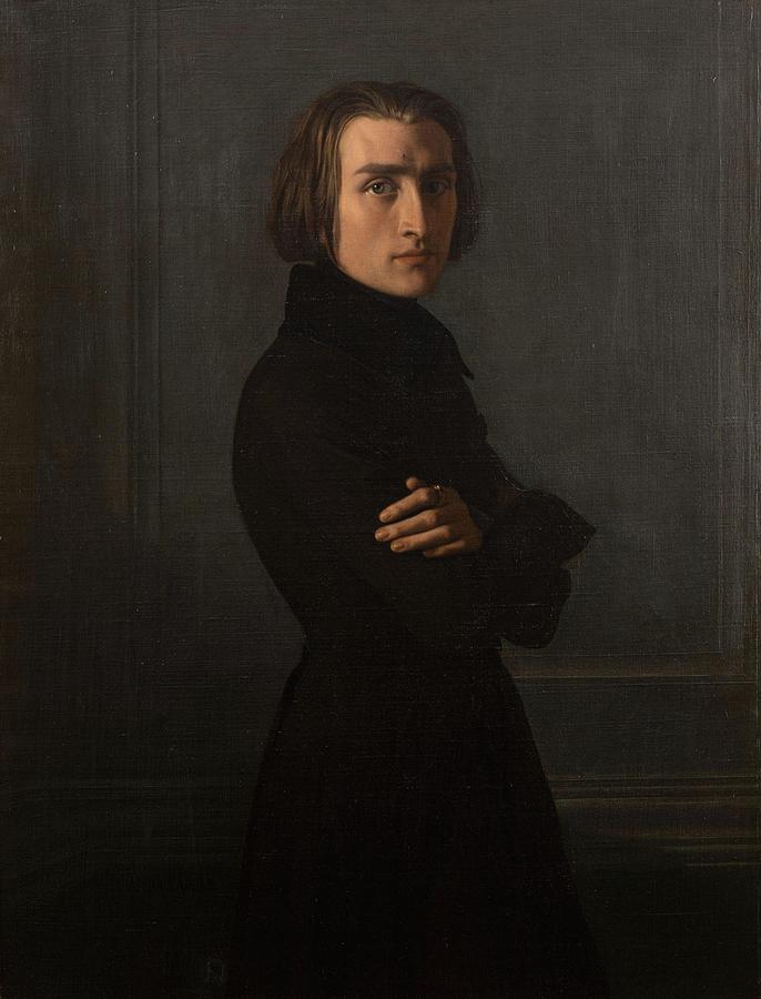 Knight Drawing - Portrait de Franz Liszt  compositeur et pianiste  by Henri Lehmann French