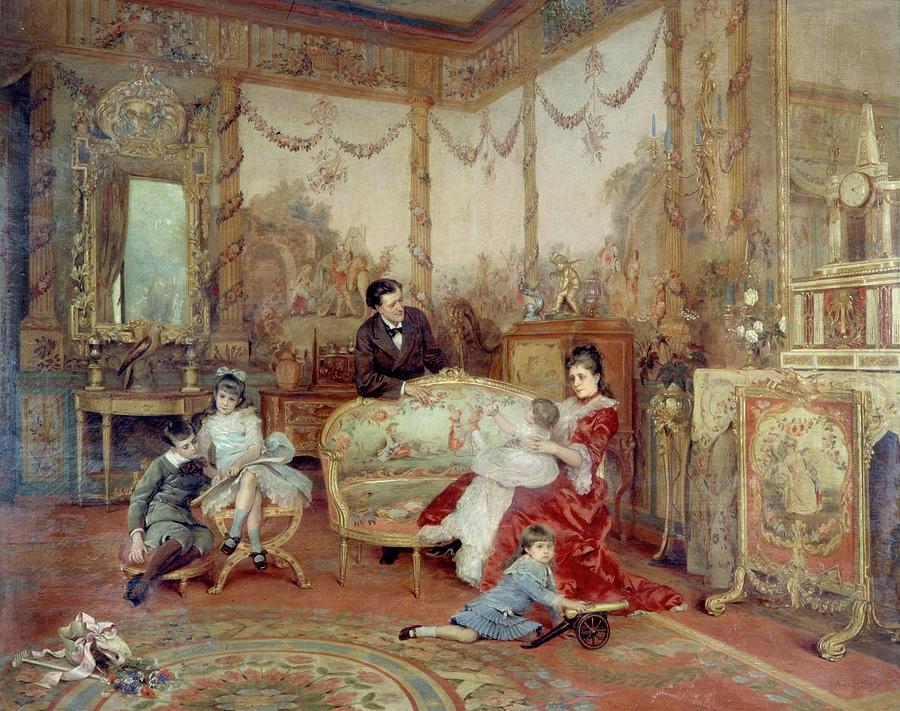 Portrait de Victorien Sardou de sa femme et de ses enfants dans le ...
