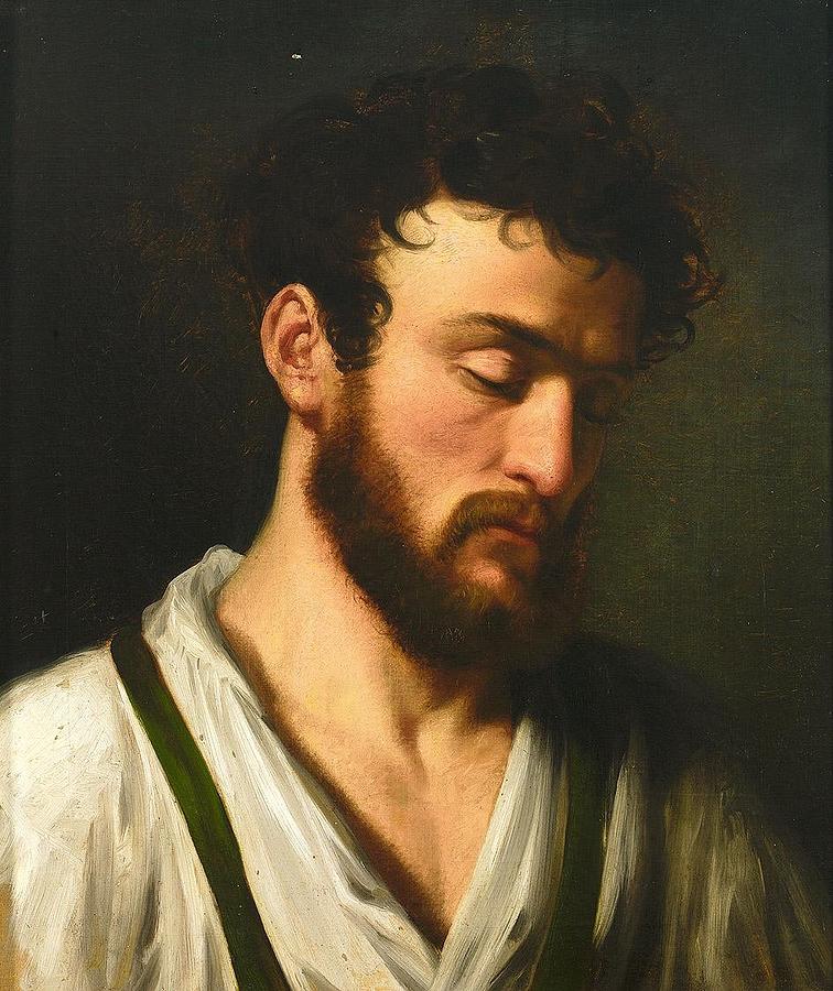 Portrait Painting - Portrait eines bartigen jungen Mannes by Marie Ellenrieder