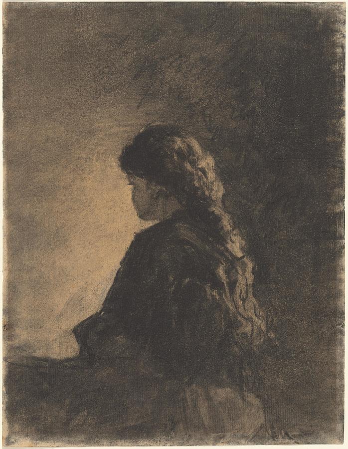  Portrait entitled  Seated Girl  Painting by William Morris Hunt