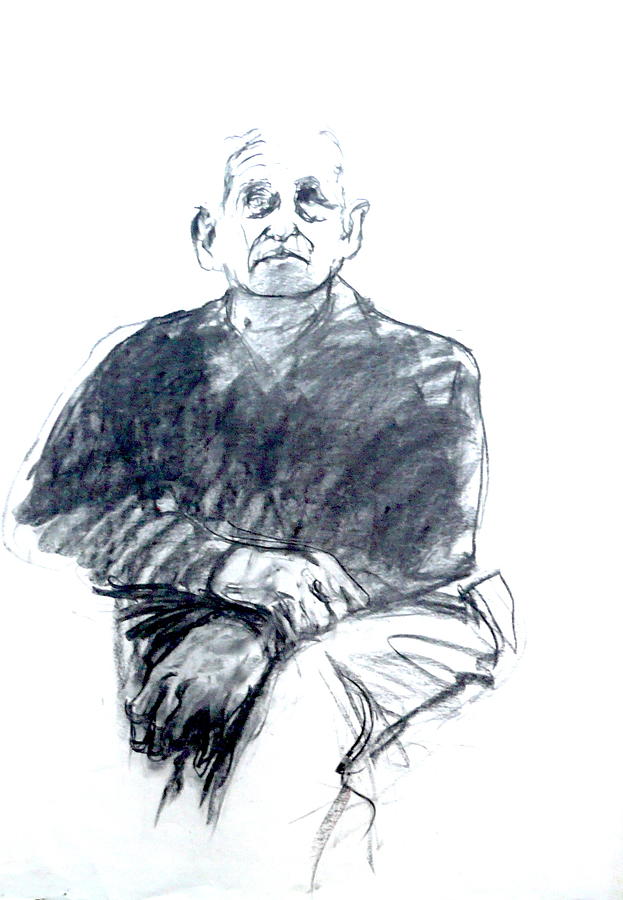 Black And White Drawing - The Poet William Pillin by Galya Tarmu
