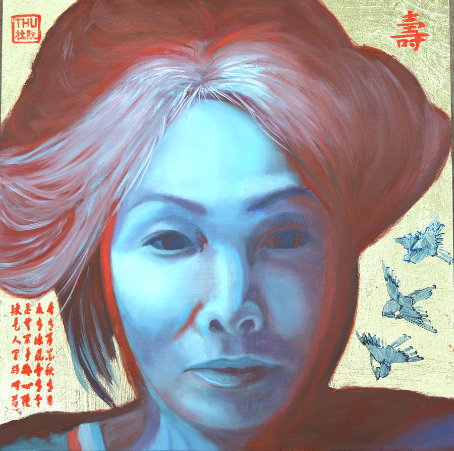 Portrait in Blue Painting by Thu Nguyen