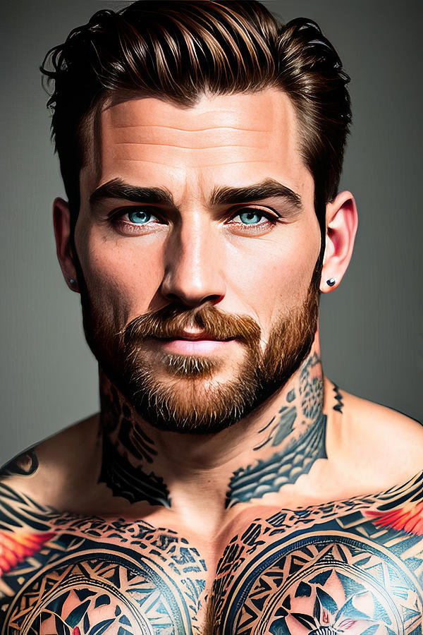 Portrait Man With Tattoos Digital Art