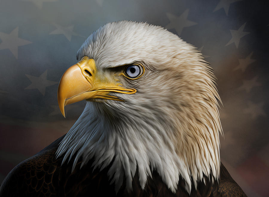Portrait of a Bald Eagle Mixed Media by Ed Taylor