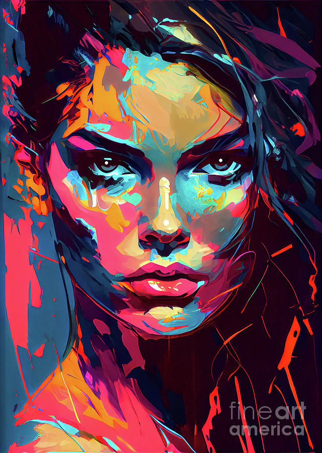 Portrait of a beautiful woman 12 Painting by Mark Ashkenazi - Fine Art ...