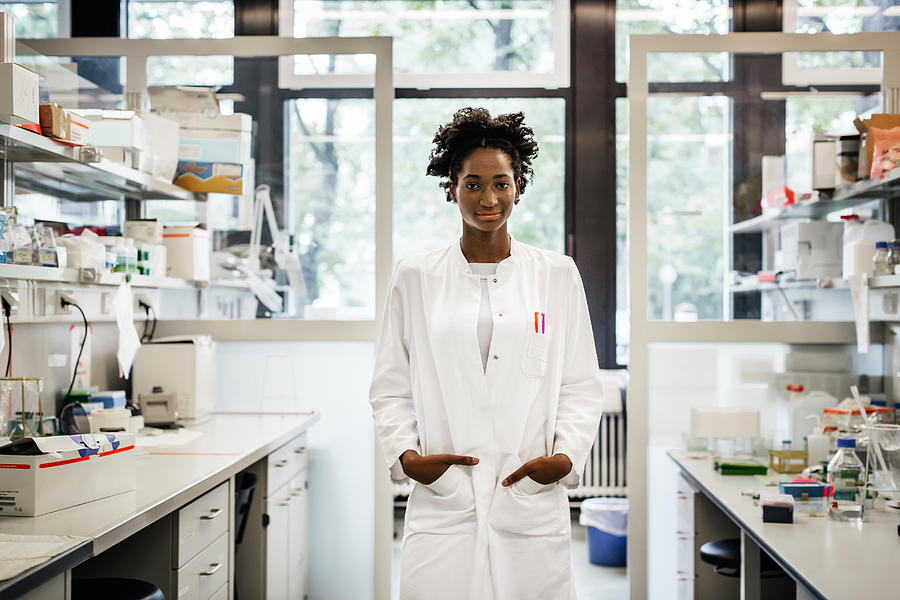 Portrait of a black female scientist Photograph by Hinterhaus Productions