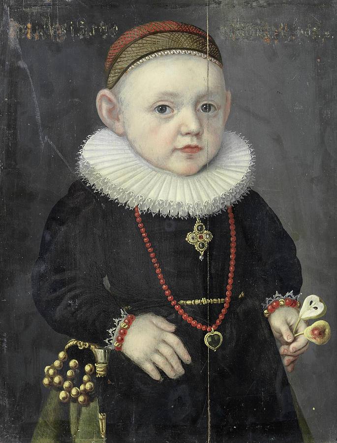 Portrait of a boy in black costume Painting by Circle of Lorenz Strauch ...